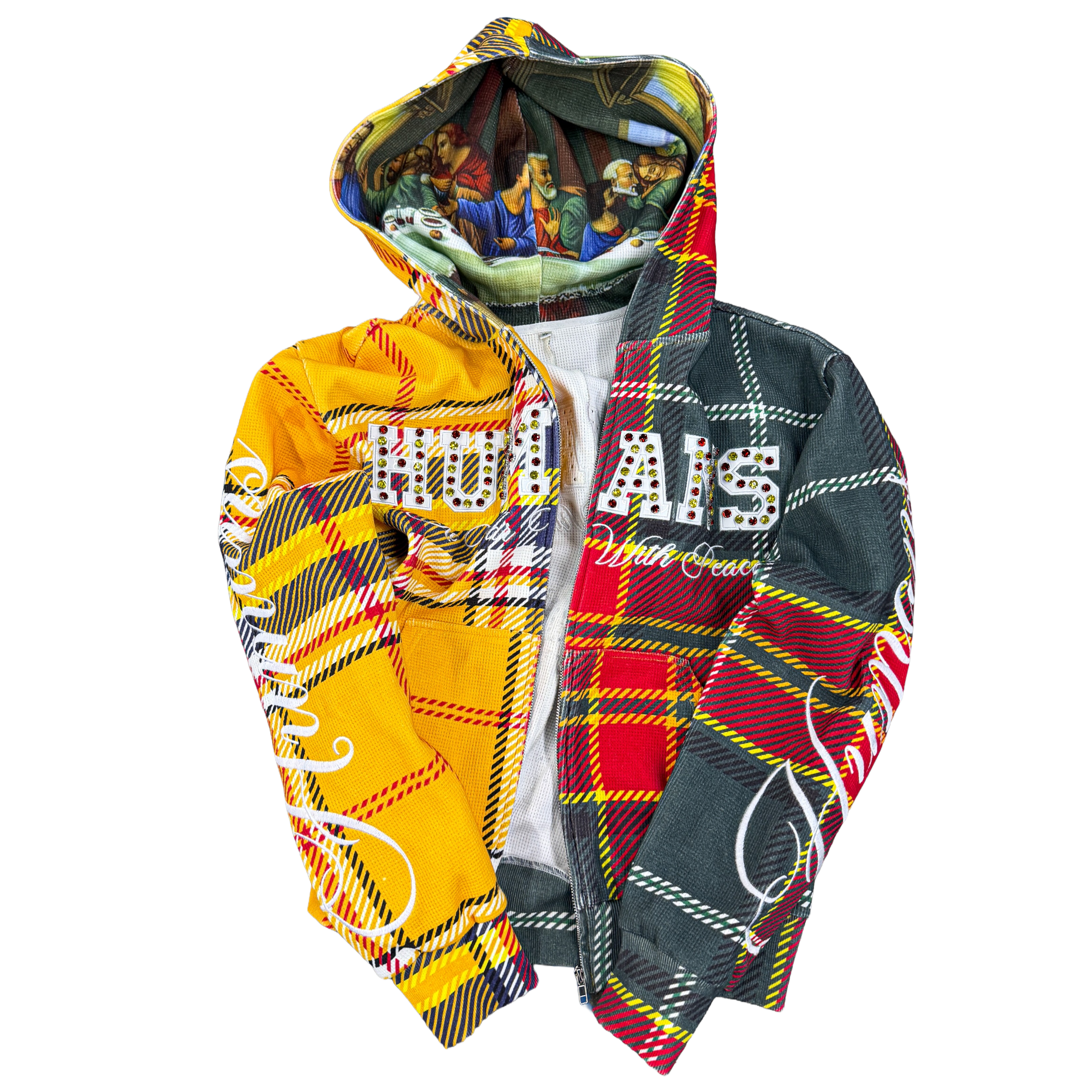 Last Supper Zip-Up (Yellow/Red) – Humans At War With Peace