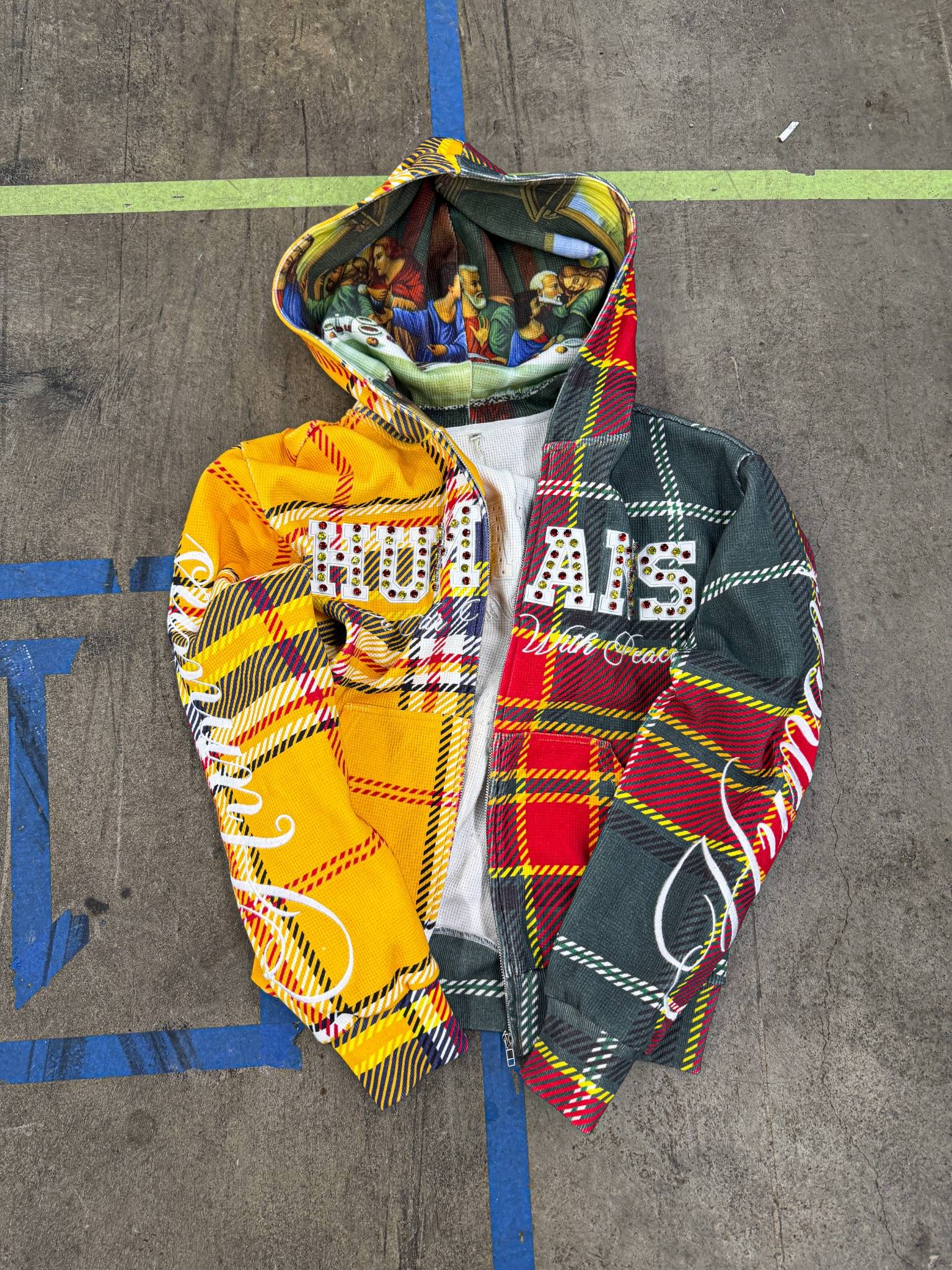 26ss HUMAN MADE ボーダートップス　Ｍサイズ Last Supper Zip-Up (Yellow/Red) – Humans At War With Peace